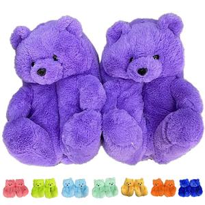 Pantoufles animales personnalisées de grande taille en gros, mignonnes et câlines, ours en peluche, semelle souple pour enfants et adultes, chaudes pour la maison - Product Image 2