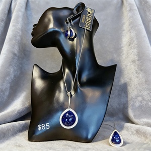 Collier pendentif en argent plaqué avec quartz bleu profond naturel - Fait à la main en Éthiopie, pierre précieuse Sebhan, Empire unisexe - Product Image 4