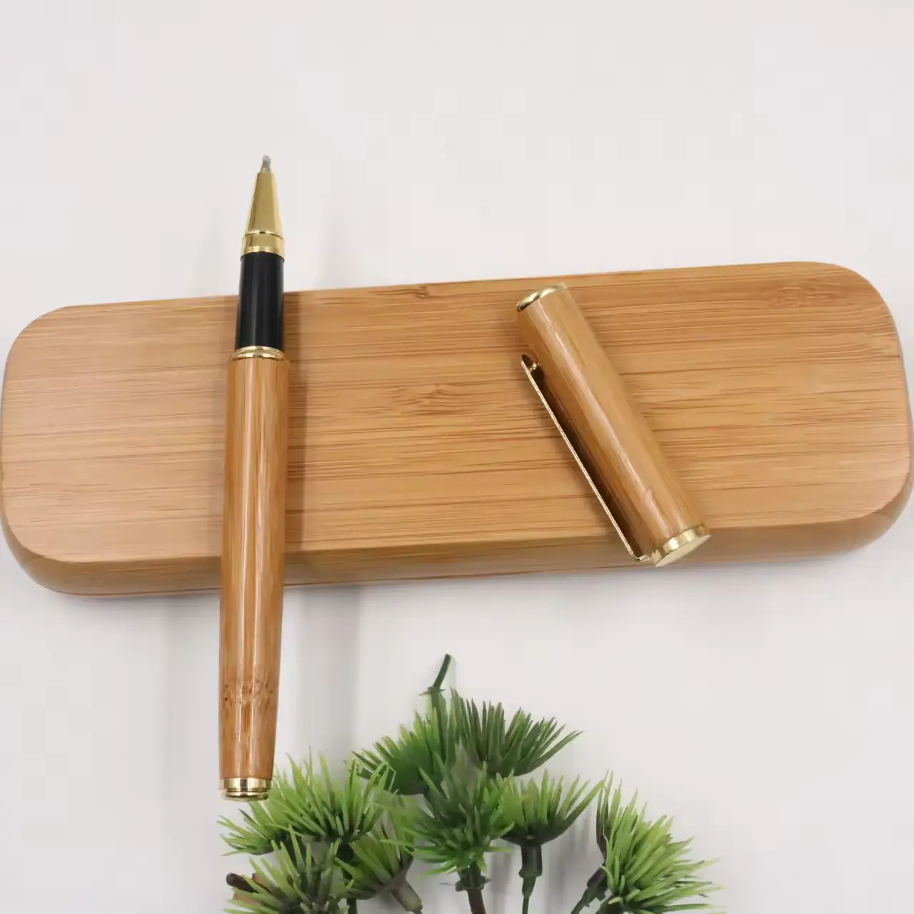 2024 2024 индивидуальный логотип школьный офисный подарок деревянный пенал для карандашей веганский бамбуковый чехол для ручки