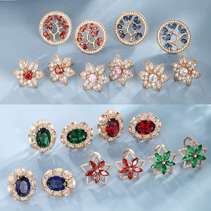 ต่างหูแฟชั่นดีไซน์ใหม่สไตล์เกาหลีรูปดอกไม้ประดับเพชรหลากสีรูปดาวสำหรับผู้หญิงจาก Xuping Jewelry Wholesale - Product Image 2
