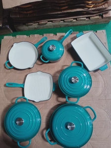 11pcs/7 <strong>Pots</strong> Enamel Cast Iron Cookware <strong>Set</strong> Eleven Pieces Multi-Function Frying Pan and Stew <strong>Pot</strong> for Home Kitchen Use - Product Image 5