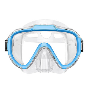 Máscara de Buceo para Adultos, Vidrio Templado, Silicona Líquida Antivaho, Gafas de Snorkel de Cara Completa, Ventana Única, Azul, Negro, Azul Cielo - Product Image 3