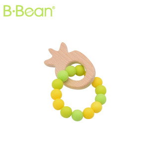 Neue Unisex Baby Beiß<span class=keywords><strong>ring</strong></span> Silikon Fruchtform <span class=keywords><strong>Ring</strong></span> Weiche Holz spielzeug mit Rassel Kinder Armband Tiers pielzeug Großhandel Set Kleinkinder - Product Image 2