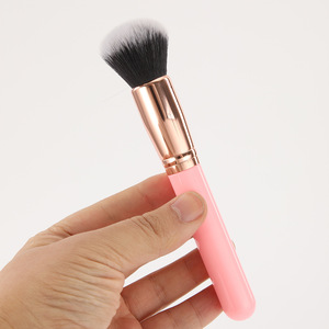 Rounded <b>Foundation</b> Brush Soft Synthetic Bristles Black Handle Rose Gold Ferrule Airbrush Base Tool - Product Image 3