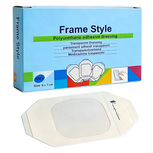 Apósito Transparente de Película 6x7cm <span class=keywords><strong>con</strong></span> Marco de Papel, Venda Adhesiva Impermeable y Transpirable para Cuidado de <span class=keywords><strong>Heridas</strong></span> y Sitios de IV - Product Image 1