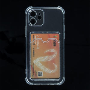Étui <span class=keywords><strong>transparent</strong></span> en TPU anti-chute avec porte-carte de crédit de poche pour <span class=keywords><strong>iPhone</strong></span> 17 16 15 14 13 12 <span class=keywords><strong>11</strong></span> Plus - Product Image 3