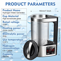 Pureflow Maßgeschneidertes Logo 2L 2000 PPB Elektrischer Desktop-Glas-SPE Ultra Wasserstoffreicher Wasserkrug für Haushalt, Heiß und Kalt