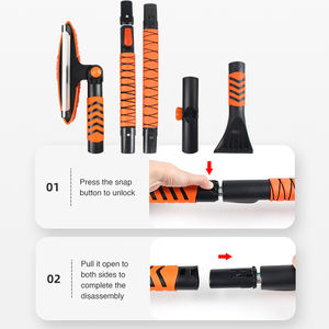 Outil à neige multifonction 4 en 1 Brosse télescopique avec grattoir à glace et <span class=keywords><strong>chariot</strong></span> extensible pour un entretien hivernal complet - Product Image 3