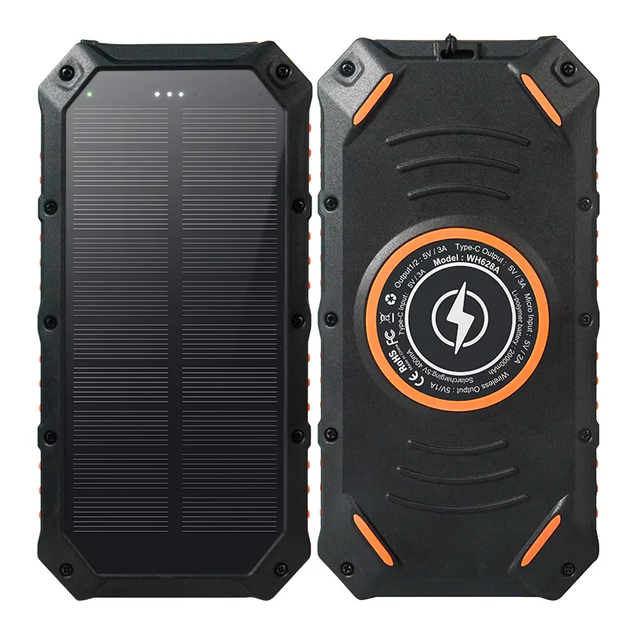 High Quality Solar Panel Power Bank 30000mah High Capacity Fast Charging QC3.0 Wireless Charger Solar Power Bank With Flashlight