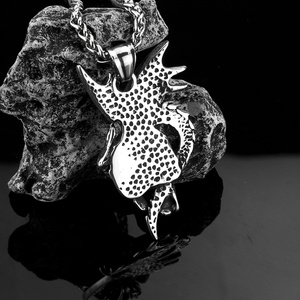 Collares con Colgantes de Joyería de Acero Inoxidable Personalizados, Colgante de Calavera de Dragón Alado Gótico, Collar Vikingo de Fantasía Vintage para Hombre - Product Image 4