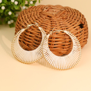 <b>Hoop</b> Earrings Alloy Gold Plated Bohemia Style Women's Party Fashion Jewelry Colorful Handmade <b>Large</b> Size - Product Image 2