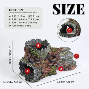 Décor d'aquarium <span class=keywords><strong>en</strong></span> <span class=keywords><strong>bois</strong></span> <span class=keywords><strong>flotté</strong></span> <span class=keywords><strong>en</strong></span> forme de tronc d'arbre creux avec trous, abri pour poissons Betta, simulation d'arbre - Product Image 3