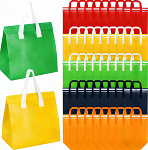 Sacs isothermes jetables non tissés avec poignées et fermeture à bande pour la livraison de café, pain et gâteaux à emporter - Product Image 1