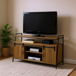 Mobile TV Rashawn in Rovere Rustico con Finitura Nera, 50-54 Pollici, Design Moderno, Arredamento per Soggiorno, Durevole e Funzionale - Product Image 2