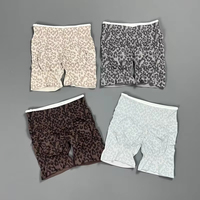 Shorts de yoga léopard, vêtements de fitness, leggings d'extérieur, push-up, sans couture, sportswear, effet scrunch, pantalon trois-quarts pour femme
