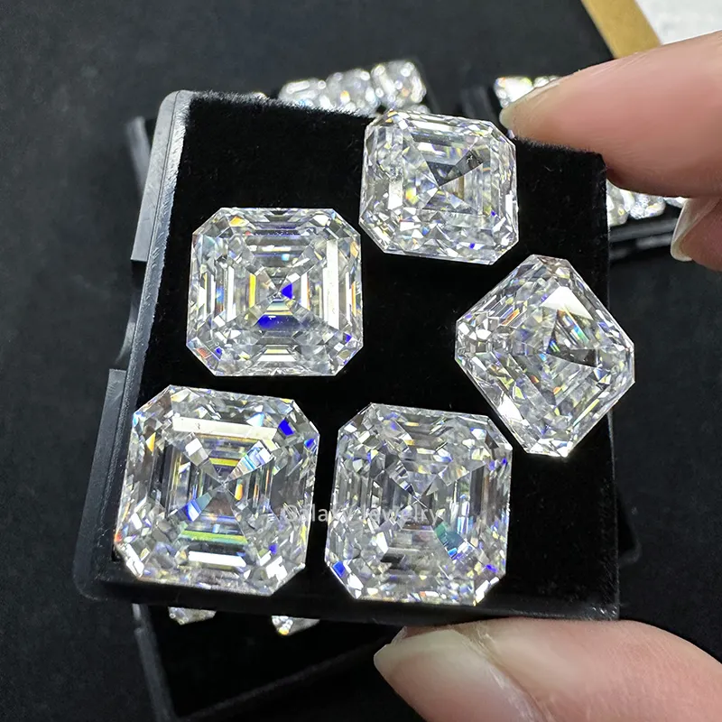 DEF/VVS Square Asscher Cut Moissanite Loose Stones Synthetic Gemstone Moissanite Diamond with GRA Certificate