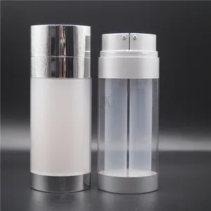 Pompe cosmétique à double chambre en acrylique, vide, 15 mlx2, obm, odm, double tube, bouteille sans air, pompes séparées avec double pompe