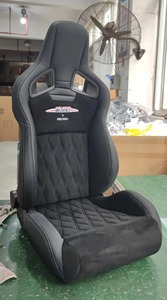 Sièges baquets <span class=keywords><strong>de</strong></span> course universels Sportster CS en cuir noir avec dossier en fibre <span class=keywords><strong>de</strong></span> verre mat et suè<span class=keywords><strong>de</strong></span> - Product Image 6