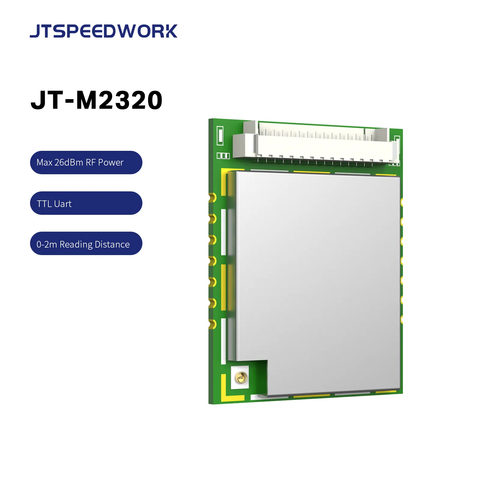 JT-M2320 Modul OEM UHF RFID M100 dengan Antena Keramik 40Mm untuk Pembacaan PDA 0-10m Pembaca Rfid Pabrikan