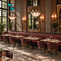 Ensemble de banquettes de restaurant en cuir bordeaux capitonné, banquette longue pour steakhouse, personnalisable, OEM, vente en gros, fabricant chinois