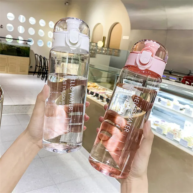 Açık seyahat taşınabilir 780ML şeffaf plastik su sürahisi fincan yaz şeffaf suyu spor soğuk su şişeleri kız spor