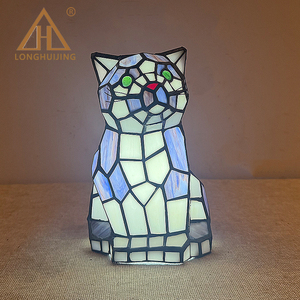 Lámpara de Vidrio Estilo Tiffany LongHuiJing con Figura de Gato Hecha a Mano, Lámpara de Noche para Mesa de Noche, Decoración para el Hogar, Regalo para Amantes de Mascotas - Product Image 5