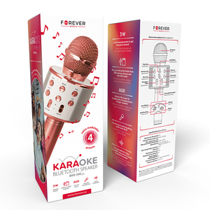 BMS-300 Rose Gold <b>Bluetooth</b> <b>Microphone</b> With Speaker Karaoke Player - Product Image 2