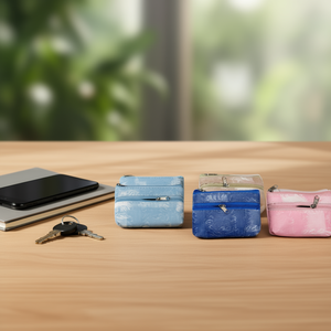 Monedero de imitación de mezclilla con doble cremallera y cremallera de PU, 13x7.5cm, color brillante, tabla de colores F3623 - Product Image 2