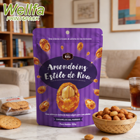 Op maat gemaakte logo food grade plastic zakken notenverpakking zak hersluitbare ritssluiting staande pouch pinda cashew gedroogd fruit amandel doypack