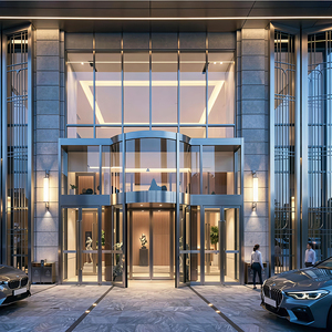 Porte tournante automatique moderne en verre de Guangzhou, double battant, à vision intégrale, coupe-vent, pour hall d'hôtel, bureau, <span class=keywords><strong>tour</strong></span> commerciale, entrée commerciale - Product Image 2