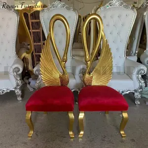 Silla de lujo para decoración de boda, asiento de Espalda alta con forma de cisne, Reina, trono, para novia y novio, para fiesta, usado, barato