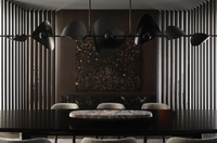 Lustre LED suspendu en laiton, design scénique moderne et élégant, style nordique, pour salle à manger, îlot de cuisine, villa
