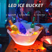 Seau à glace lumineux LED 5 L commercial, changeant de couleur, pour refroidisseur de vin en plastique, idéal pour fêtes, bars, clubs, KTV