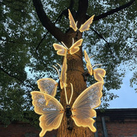 Lumières décoratives artificielles dynamiques en forme de papillon pour extérieur, éclairage de parc, place publique, site touristique, lumières paysagères, lumières de mariage, papillon lumineux.