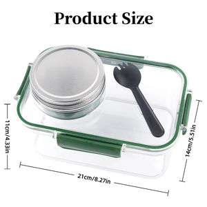 Boîte à salade portable en plastique, pot Mason, compartiment à condiments, fourchette, récipient à salade, transparent, étanche, boîte de conservation - Product Image 5