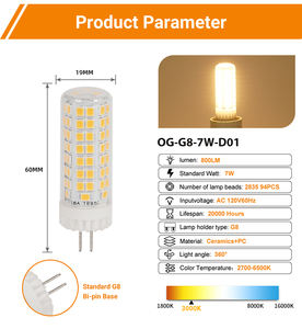 Hochwertige dimmbare G8 LED Mais lampe Chinas hohe Helligkeit 800lm 7w Küche unter Schrank Theke Beleuchtung Puck Light - Product Image 4