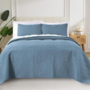 Sıcak satış lüks yaz yorgan seti özelleştirilmiş açık mavi kral ev kullanımı için ultrasonik yatak örtüleri & battaniyeler baskılı desen - Product Image 3