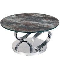 Table basse minimaliste italienne motif marbre céramique verre rond anneau pivotant table basse moderne maison extensible pour appartement salon