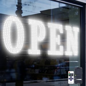 ป้ายเปิดร้าน 40x14 นิ้ว สีขาว ไฟ LED พร้อมรีโมทคอนโทรล สำหรับหน้าร้าน - Product Image 1