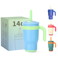 Gobelet mignon en acier inoxydable de 14oz avec poignée de style américain Gobelet de voyage classique pour enfants pour boissons chaudes et froides Cadeau d'école