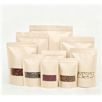 Sacs en papier kraft PLA hermétiques pour noix, fruits secs, aliments, thé, emballage artisanal, sachet autoportant