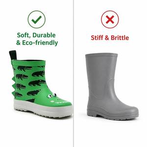 Bottes de pluie en caoutchouc 3D motif crocodile imperméables antidérapantes pour tout-petits, avec imprimé crocodile intégral et design de dos, avec languette de traction, pour garçons - Product Image 3