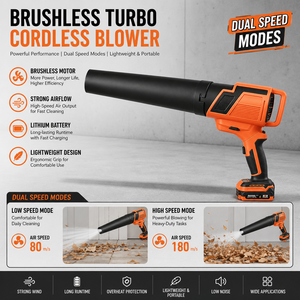 Souffleur sans fil 18V sans balais au lithium, machine de déneigement 500W haute puissance, souffleur d'air et aspirateur 2-en-1, contrôle 6 vitesses, qualité professionnelle - Product Image 3