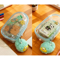 Kit de papeterie Kawaii dans une pochette transparente - Carnet à motifs d'ours + clips à papier, fournitures scolaires sans danger pour les enfants, pour filles et garçons
