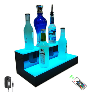 Kệ Quầy Bar Led 2 Tầng 16Inch | Giá Trưng Bày Chai Rượu 2 Bậc Đèn Thay Đổi Gia Đình Với Điều Khiển Từ Xa RGB Không Dây - Product Image 1