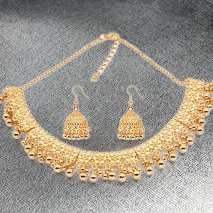 Ensemble collier et boucles d'oreilles en forme de cloche Golden Bohemia pour femmes, bijoux de fête, alliage plaqué or - Product Image 2