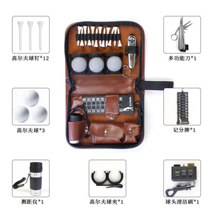 Kit de <span class=keywords><strong>golf</strong></span> Accessoires <span class=keywords><strong>Sac</strong></span> en cuir Facile à transporter Multifonction Grande capacité de stockage Logo imprimable Fabriqué en Chine Modèle JQ95142 - Product Image 1