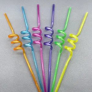 Ychon Comfy Package Disposable PET Plastic Drinking Spiral Straws for Birthday Party Supplies Decorations Favors
