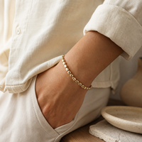Pulsera de eslabones martillados con dijes de guijarro en tono oro rosa, brazalete personalizado, regalo de joyería, para fiestas