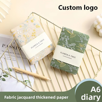 Carnet A6 personnalisé avec logo, en lin vintage épaissi, broderie florale, petit format de poche, agenda portable, cadeau, reliure spirale, 100 feuilles
